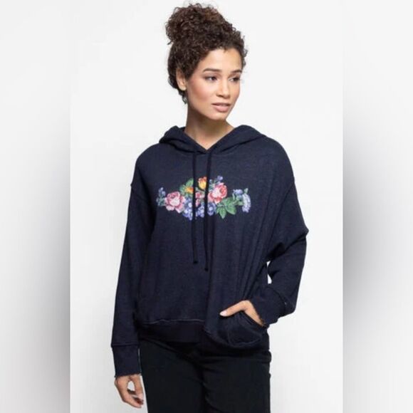 Xirena Women’s Size Small Becker Floral Graphic Hoodie Sweatshirt Tre Bleu Blue - Picture 1 of 14